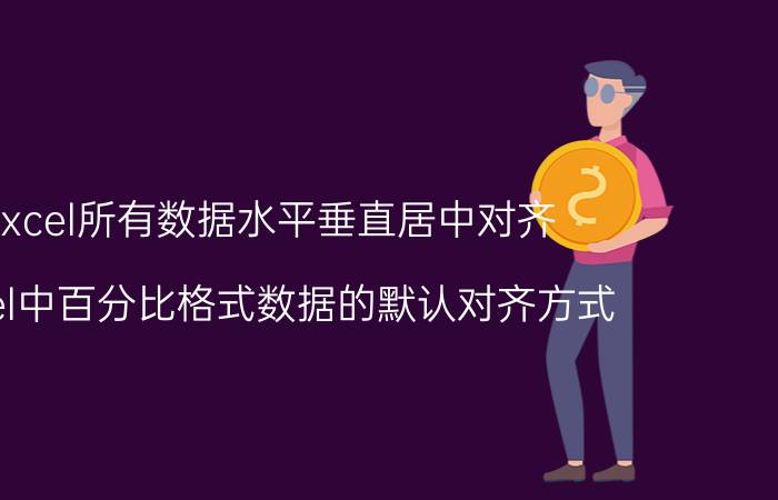 excel所有数据水平垂直居中对齐 excel中百分比格式数据的默认对齐方式？